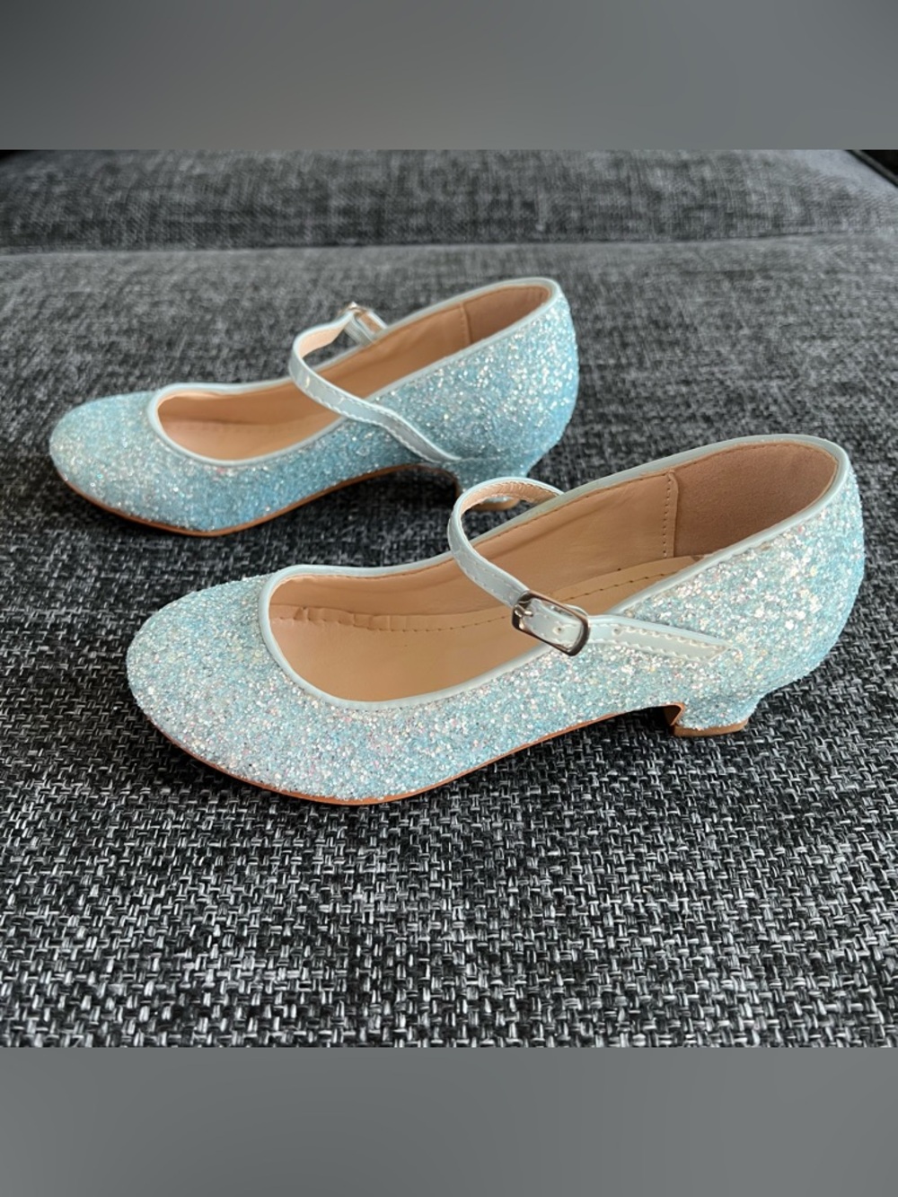 NWT Kailee Light Blue Rock Glitter Mary Jane Heels Size 1 - Picture 6 of 9